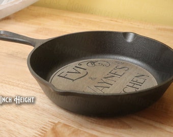 Custom Engraved Cast Iron Pan 8, 9, 12 Inch