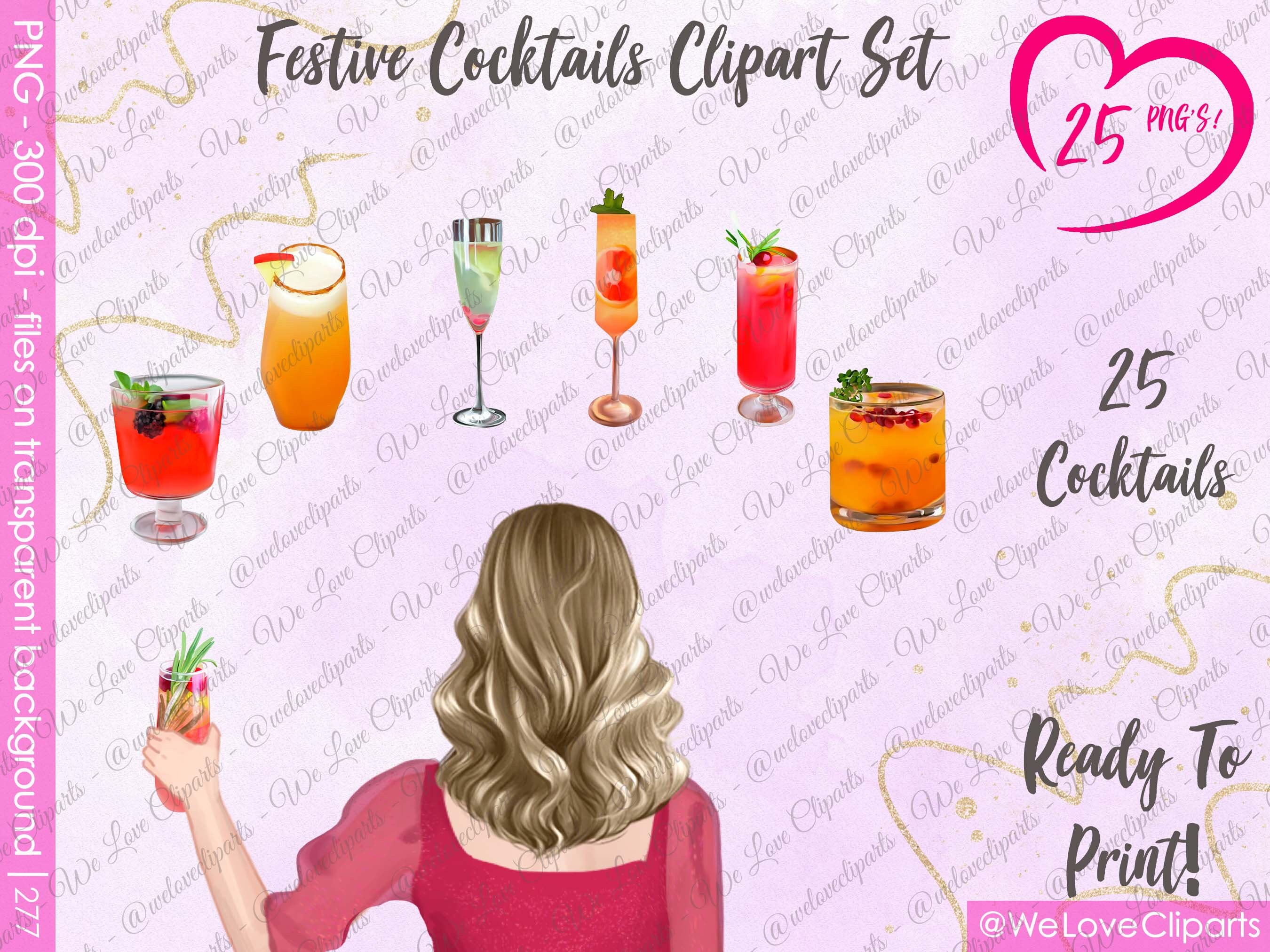 Cocktail Clipart Bundle: Festive Cocktail SVG Winter - Etsy