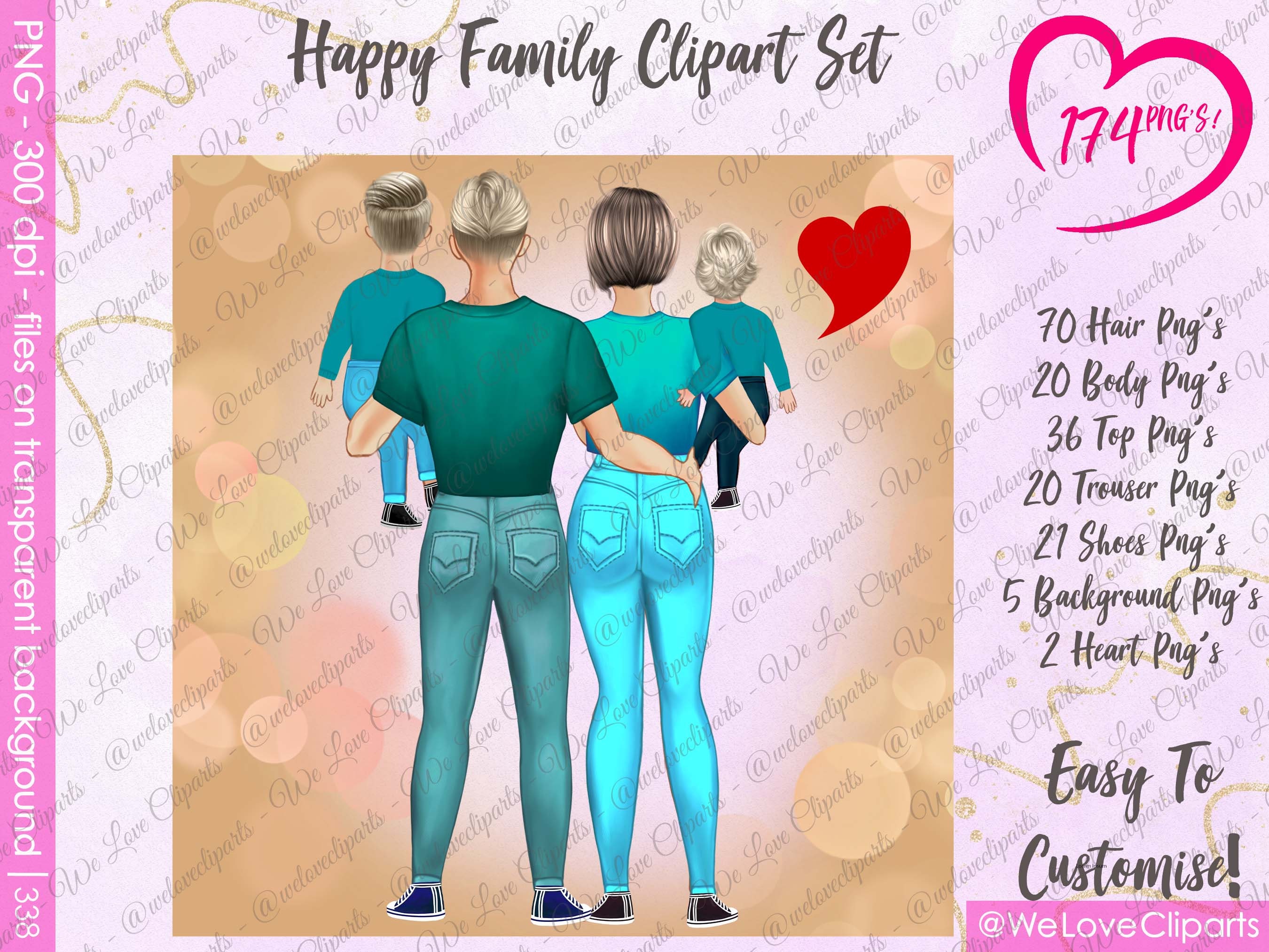 Happy Family Clipart, Bundle, Cocktails Clipart, Sisters SVG, Print on ...