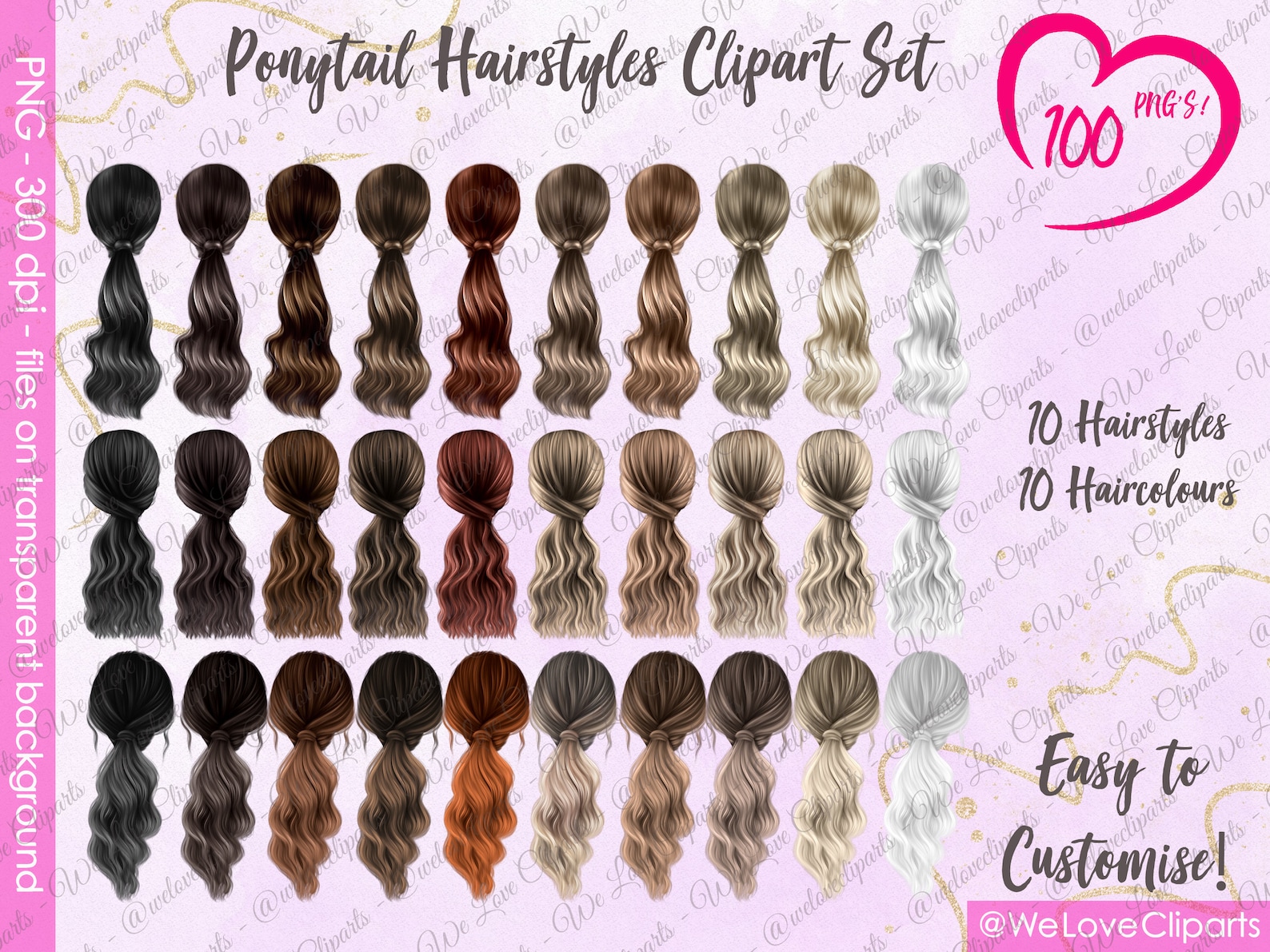 Hair PNG: Ponytail SVG Hairstyles for Girl Friend Clipart - Etsy