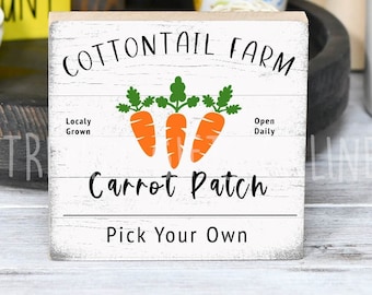 Cottontail Farm Carrot patch Sign, Easter/Spring Decor, Farmhouse tiered tray decor, Spring decor, farmhouse kitchen