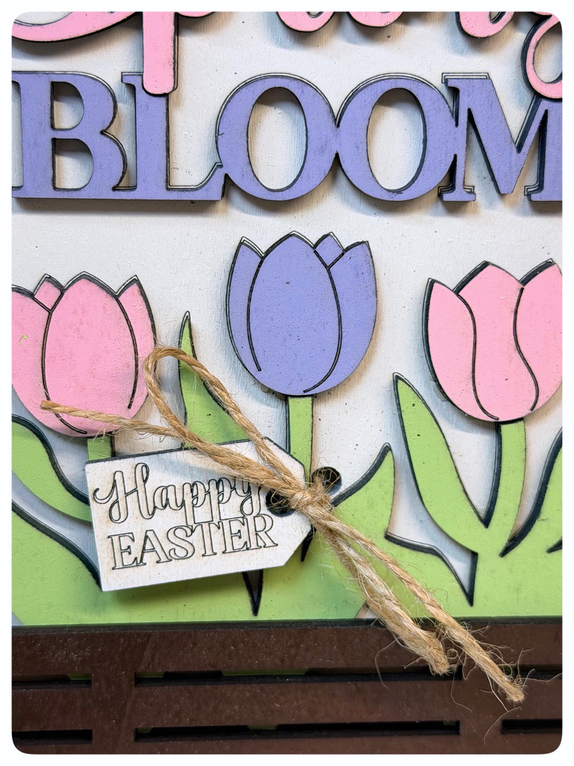 Acu Bloom Sign Spring Bloom Wooden 3D Sign, Tiered Tray Decor, Spring Easter Decor ...