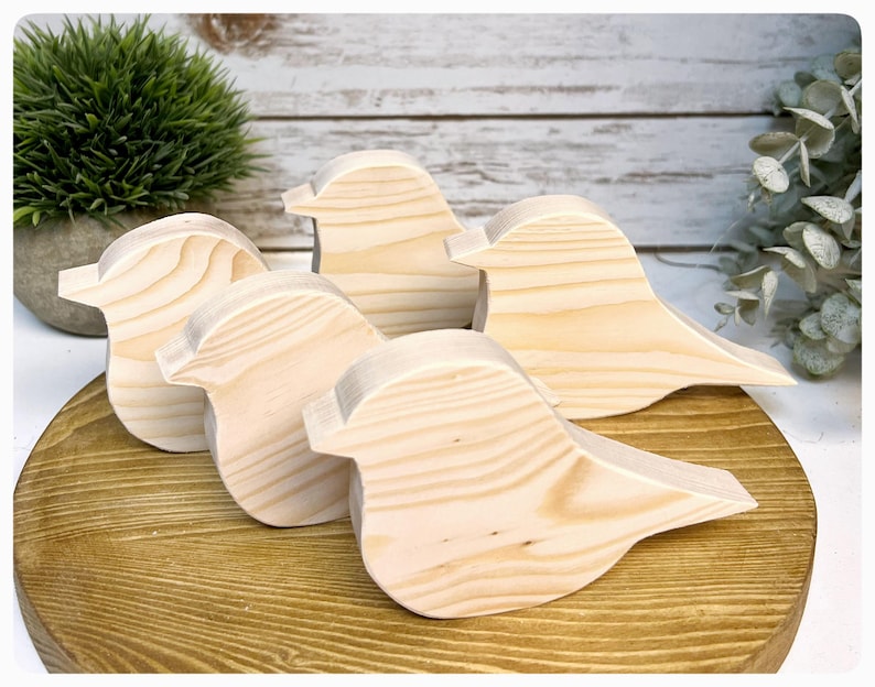 Ofärdig träfågelform, Handutskuren, träämne för hantverk, Träbearbetning, DIY bild 3