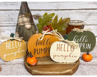 Handmade Wooden Pumpkin Decor: Autumn Tiered Tray Decoration