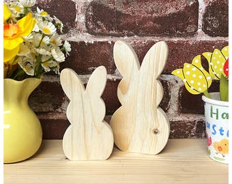 Wooden bunny shape, blank craft, Hand cutout Woodworking, unfinished wood, Easter Craft, wooden rabbit