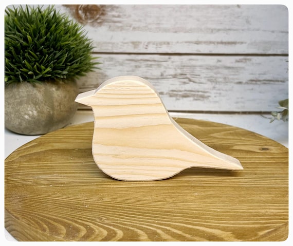 Unfinished wooden bird shape, Hand cutout, wood blank for craft, Woodworking, DIY