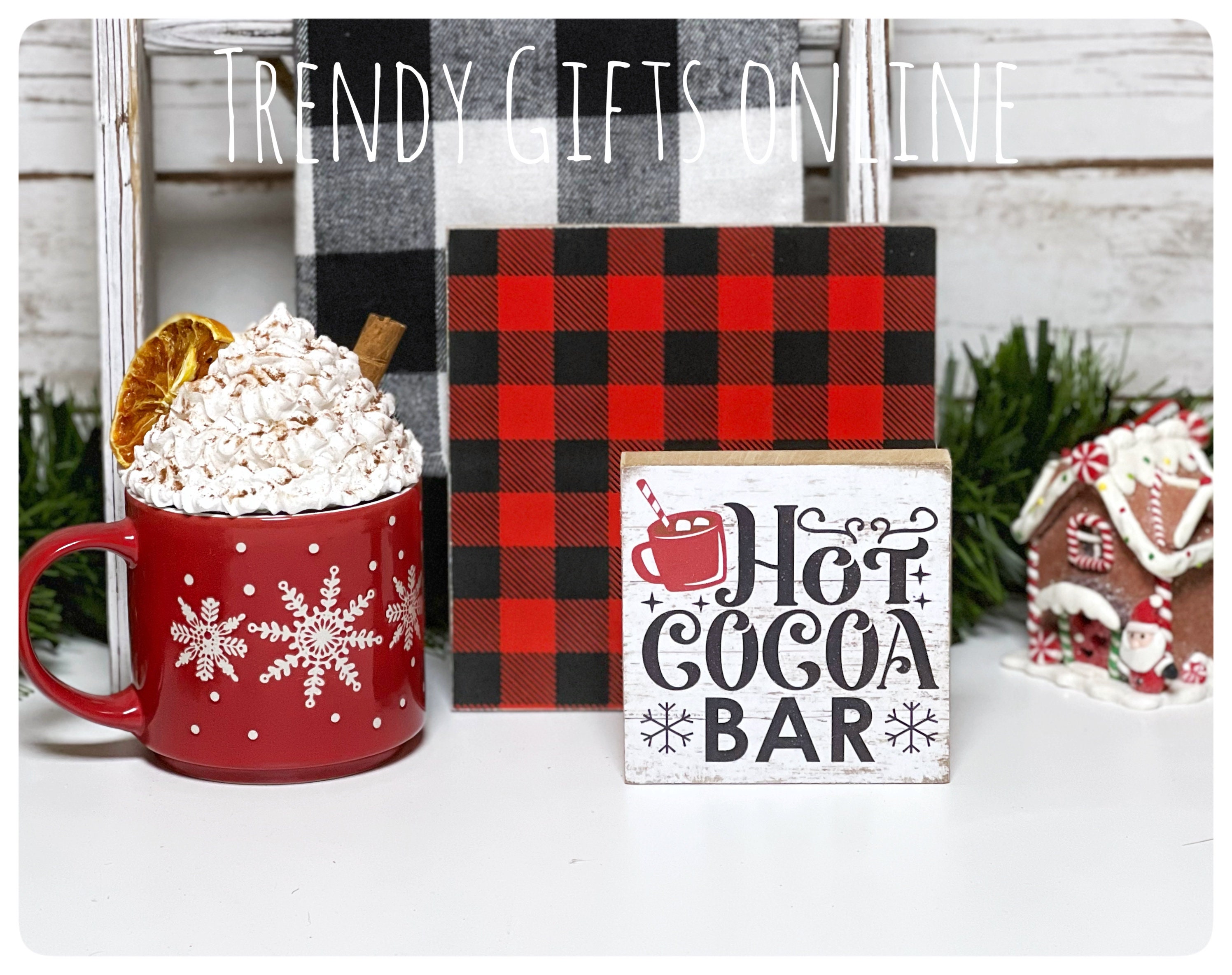 MUCHNEE Personalized Hot Cocoa Sign, Hot Cocoa Christmas Decorations,  Christmas Coffee Bar, Black Cocoa, Cocoa Bar Accessories, Hot Chocolate  Station