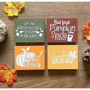 Autumn/Fall mini sign Home Tiered tray decoration Hello Pumpkin Sweater weather