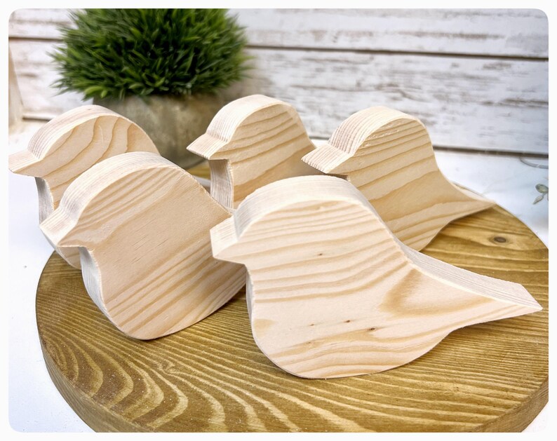 Ofärdig träfågelform, Handutskuren, träämne för hantverk, Träbearbetning, DIY bild 4