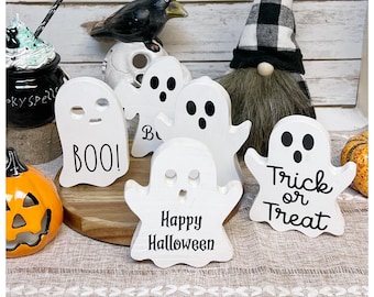 Handmade Wooden Ghost Decoration, Halloween Tiered Tray Decor, Rustic Ghost Shelf Sitter, Farmhouse Halloween Decor, Boo Ghost