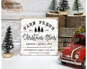 Farm Fresh Christmas Trees Sign: Handmade Farmhouse Decor