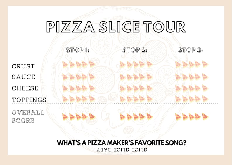 Pizza Slice Rating Card, Printable, Instant Download, Activity, Party