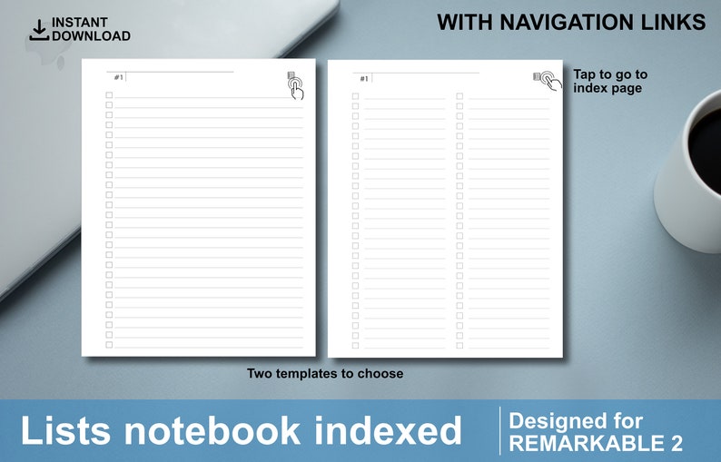 Digital Hyperliked Lists Notebook for reMarkable 2 image 2