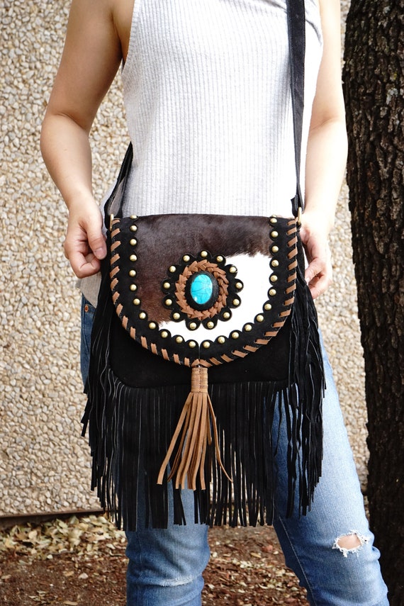 Buy Women's Brown Leather Hip Bag With Fringe Crossbody Online in India 