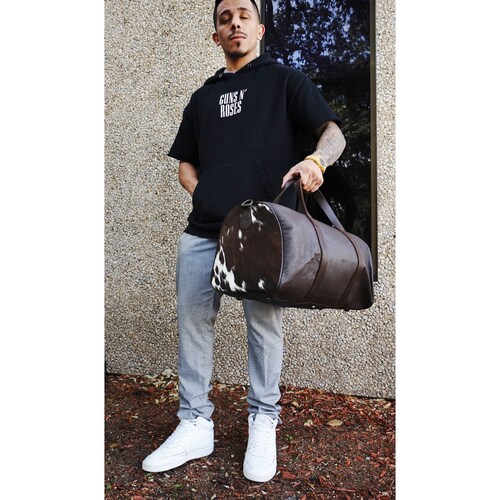Bonanza leathers unisex cowhide leather duffel bag shops zipper closure 512