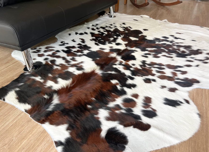 Bonanza Leathers Genuine Classic Cowhide Tricolor Hair on Cowhide Rug