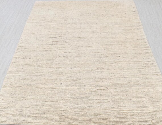 8x10 Area Rug Ivory Cream Handmade Soft Wool Rug, Bedroom/Livingroom Rug