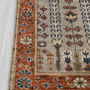 Persian Tree of Life Gray Rust Runner Hand Knotted Soft Feel Wool ...