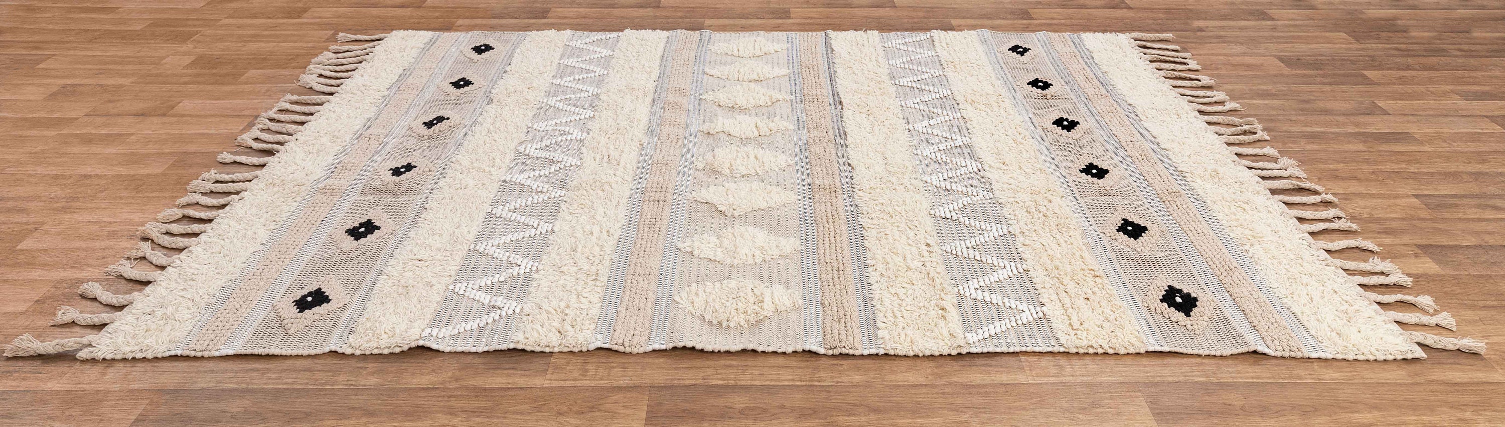 Tapis Berbère Marocain Beni Ourain - 3x5 Ft - Laine Tissée Main - Style Bohème
