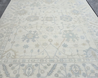 Cream Super Muted Look Turkish Oushak Hand Knotted Soft Quality Wool Custom Size Rug