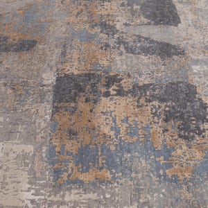 9 x 12 grijsgouden wol en kasjmierzijde hoog KPSI handgeknoopt modern abstract vloerkleed voor woonkamer