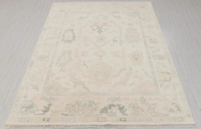 Cream Turkish Rug Ivory Cream Neutral Look Turkish Style Oushak Rug Soft Quality Wool ...