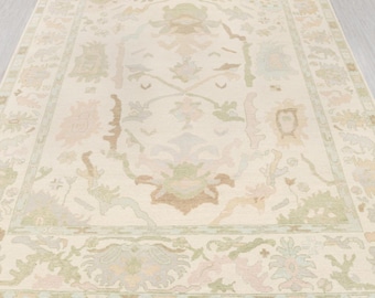 Ivory Cream Muted Look Turkish Oushak Hand Knotted Soft Quality Wool, CUSTOMIZE in any SIZE