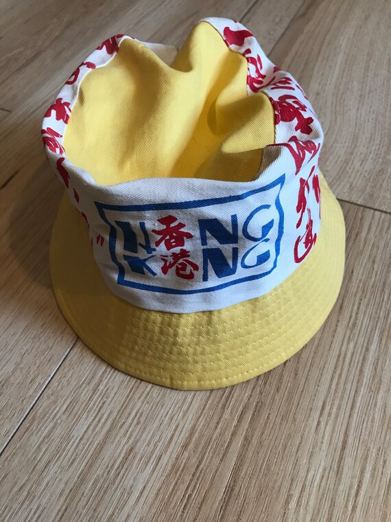 Vintage gong Kong bucket hat yellow/red - image 8