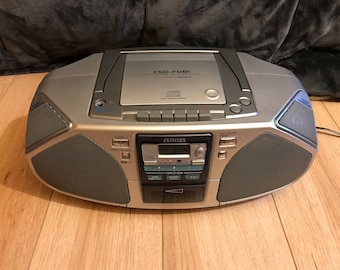 Stereo radio, Cassette player, CD player Aiwa Boombox Front surround sound