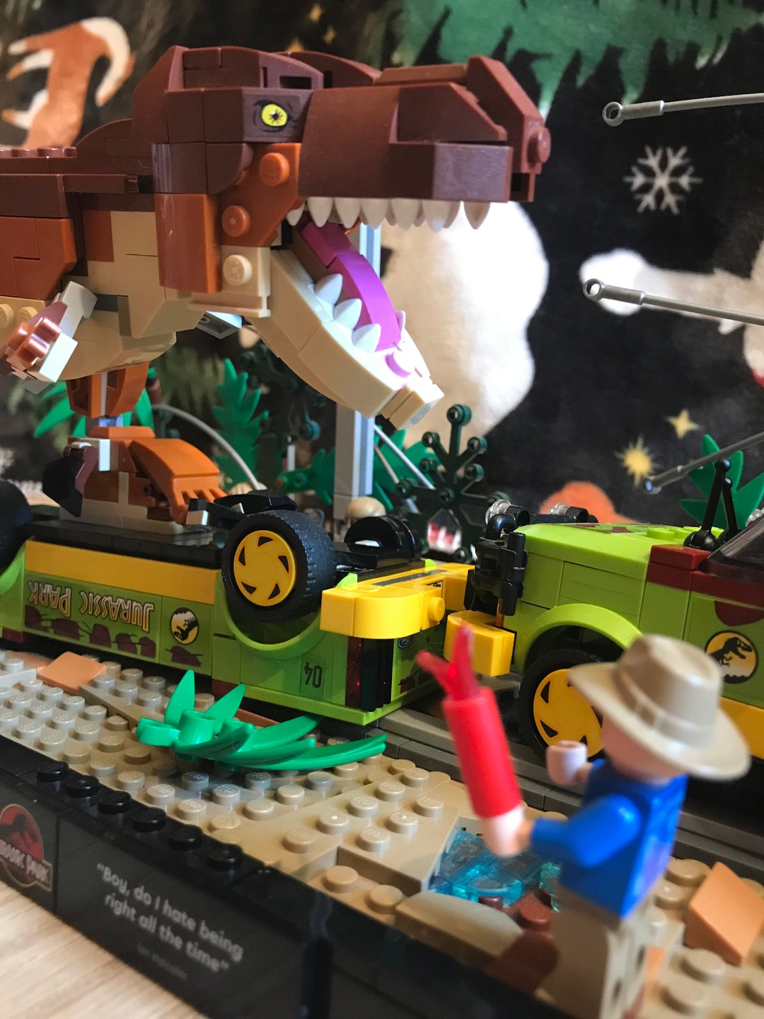 Completed LEGO Jurassic Park Rex Breakout Kit!