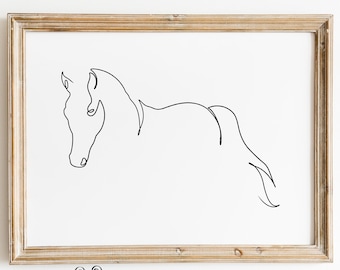 Horse One Line Drawing, Minimalist Horse Line Art, Printable Wall Art, Farm House Decor