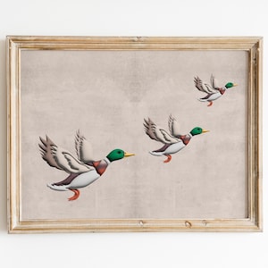 1950s 3 Flying Ducks Wall Art, Three Flying Ducks, Vintage Printable Art, Retro Home Decor