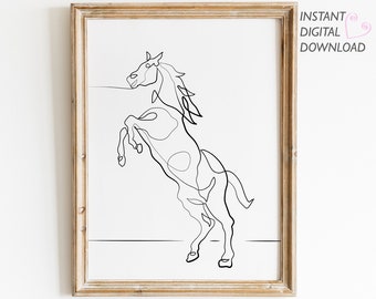 Horse Line Art, Horse Wall Art, Horse Line Drawing Art, Printable Wall Art, Digital Download