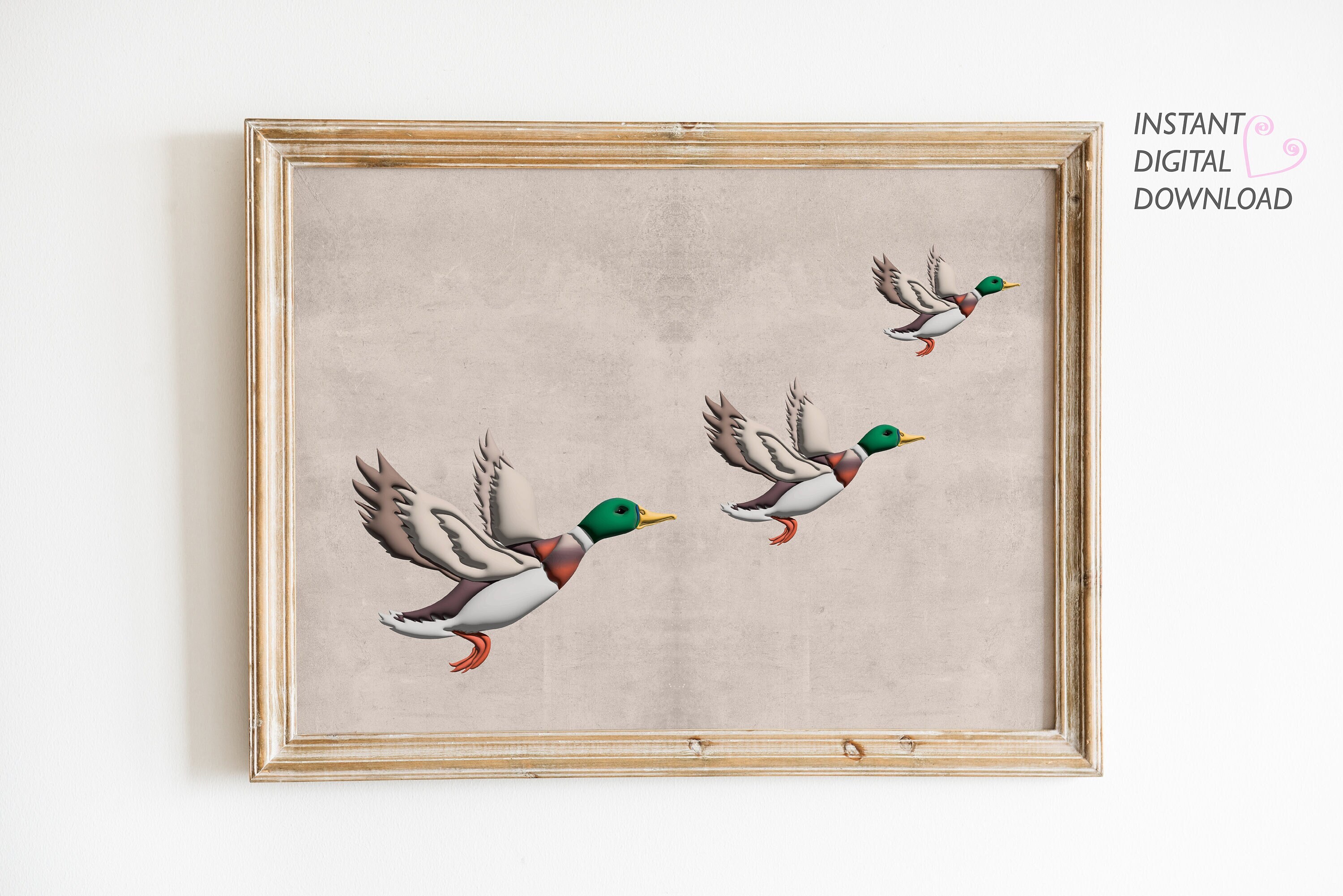 1950s 3 Flying Ducks Wall Art, Three Flying Ducks, Vintage Printable