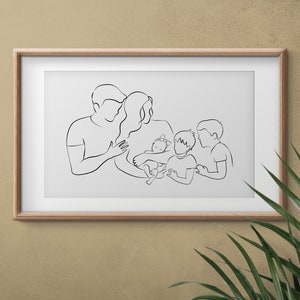 Mom Dad Sons and Baby Line Art, Newborn Girl Printable, Baby Girl and ...