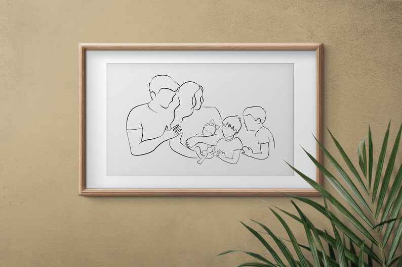 Mom Dad Sons and Baby Line Art, Newborn Girl Printable, Baby Girl and ...