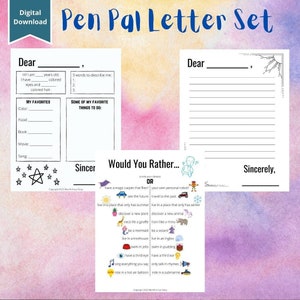 Conjunto de cartas Pen Pal / Cartas con amigos y familiares / Plantillas de cartas y juegos