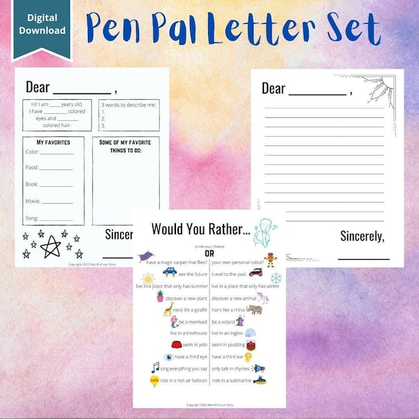 Pen Pal Letter Set | Letters with Friends and Family | Letter and Game Templates