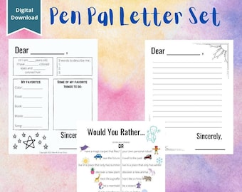Pen Pal Letter Set | Letters with Friends and Family | Letter and Game Templates