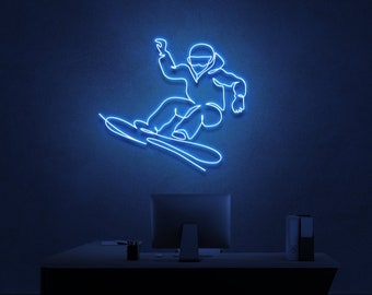 Snowboarder LED Neon Sign, Winter Sports Decor