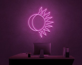 Celestial Moon and Sun Eclipse LED Neon Sign