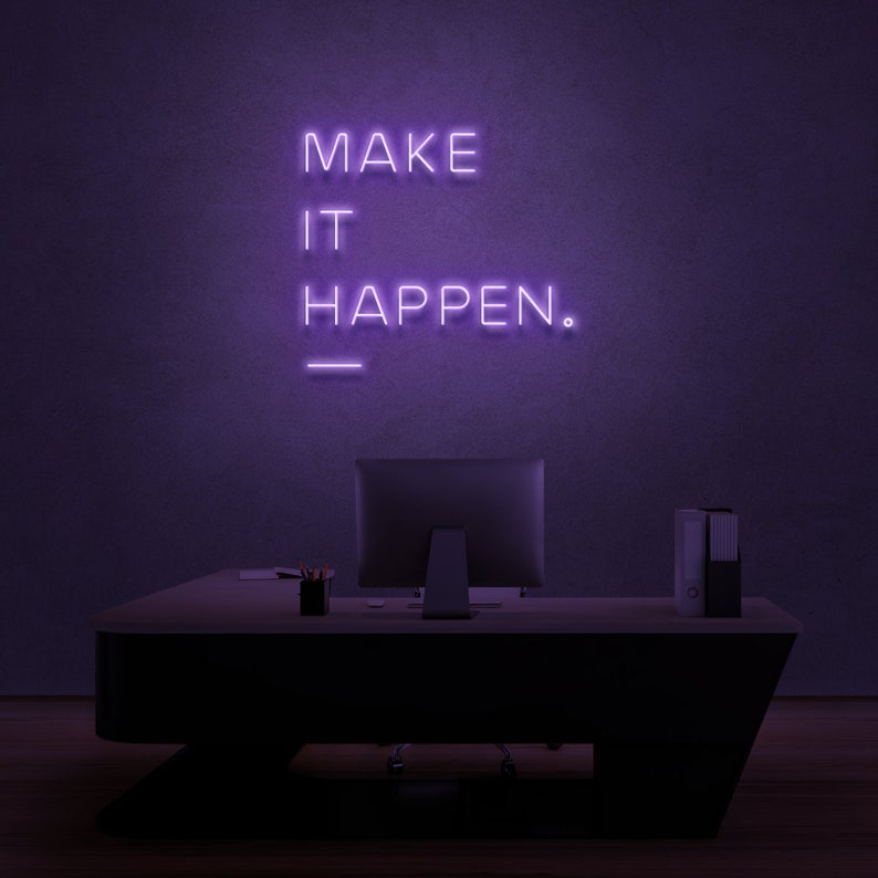 Make It Happen Inspirational Neon Sign for Studio Gym Home - Etsy