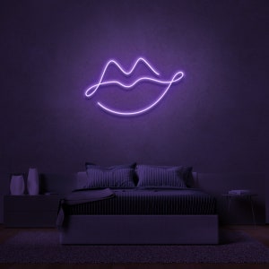 Kiss Neon Sign, Lips Neon Light, Lip LED Neon Sign,  Lipstick Neon Art,  Beauty Neon, Sexy Lips Neon Light,  Glam Neon Sign