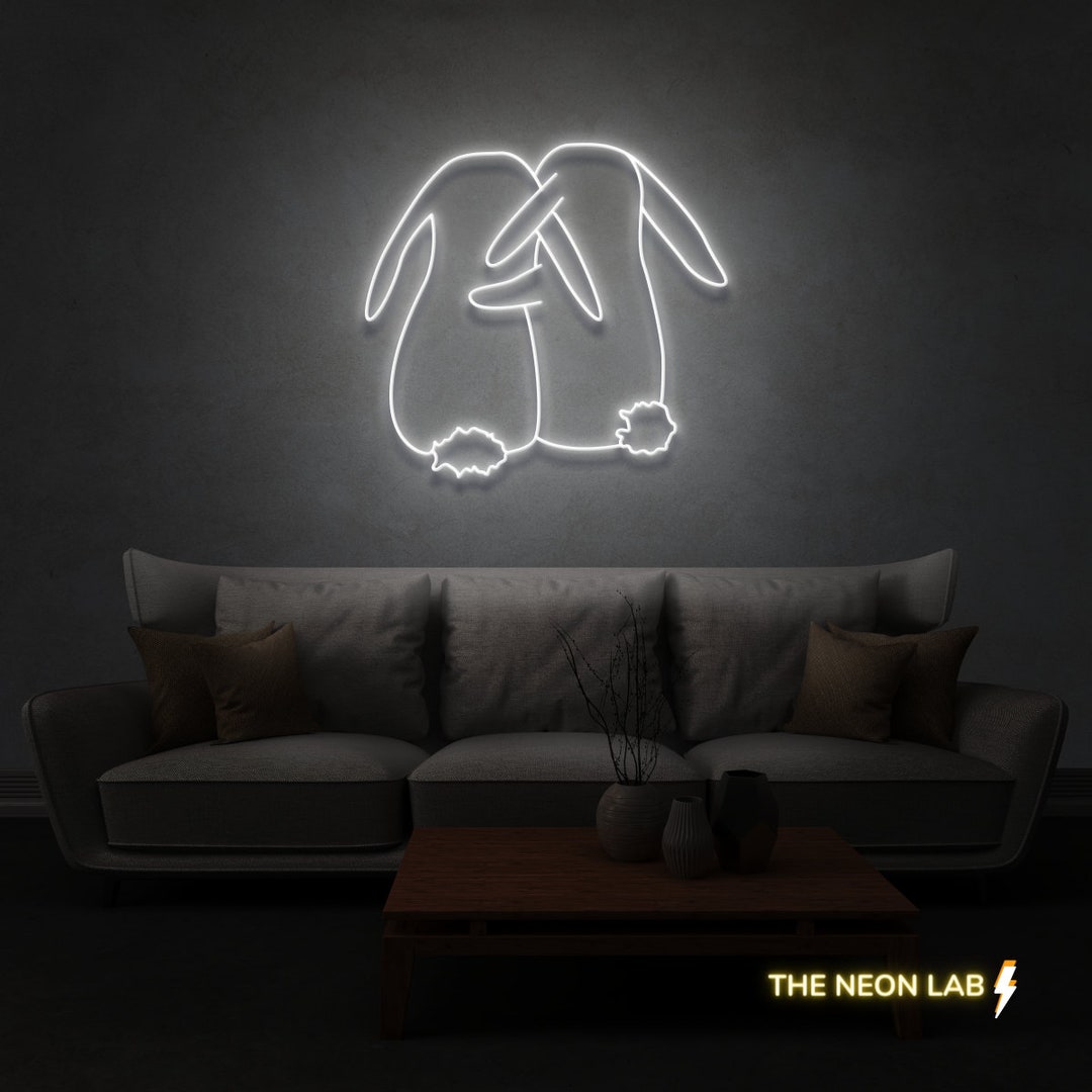 Bonnie Rabbit Neon Sign Bunny Rabbit Best Friends Animal Neon Sign for Kids Room, Night Light ...