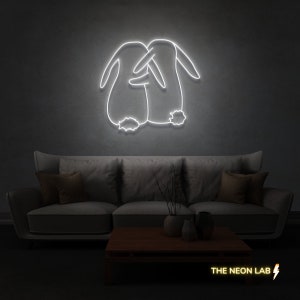Bunny Rabbit Best Friends Animal Neon Sign for kids room, night light, home,  office Living Room Interior Design light