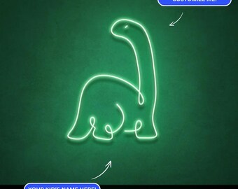 Brontosaurus Neon Sign, Dimmable Dinosaur LED Light, Kids Room Decor
