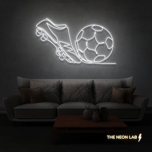 Football Soccer Ball and Boot Sign for the ultimate Football fan, for the bar, home, bedroom, cafe, restaurant, office living room