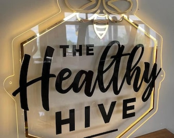 Custom Backlit Business Sign | LED Neon & Metallic Lettering