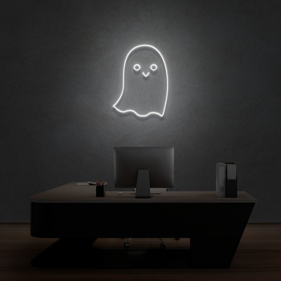 Ghost Neon Sign, Cute Halloween LED Neon, Spooky Acrylic Neon, Spirit Neon Sign, Ghost Night Light, Cute Ghoul LED Light, Jelly Neon