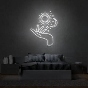 Galaxy Moon and Stars Neon Sign for bedroom, cafe, studio, home, bar, restaurant, office living room